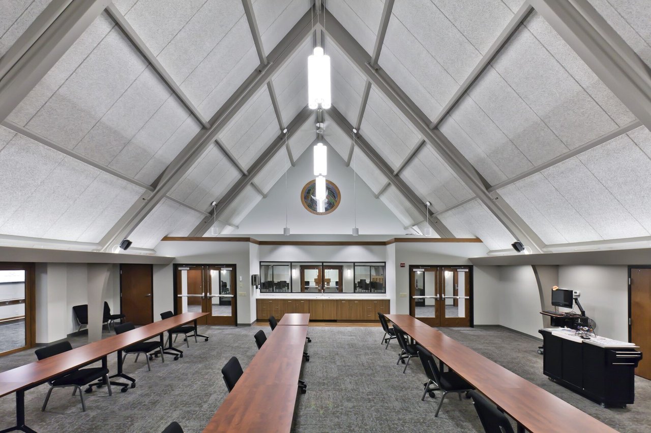 arched conference room with tables