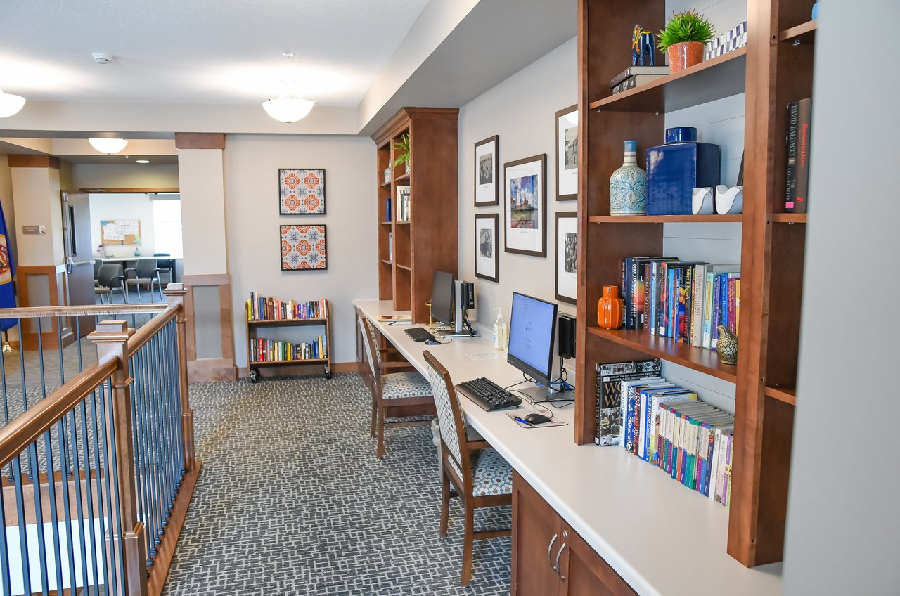 work station and library