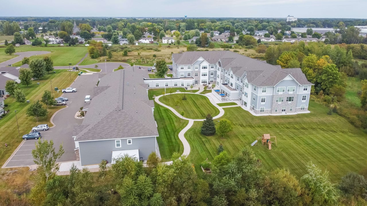 outdoor drone shot of community